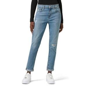 Hudson Suzette Denim Natalie Mid-Rise Slim Boyfriend Crop Jeans 26 Blue $225